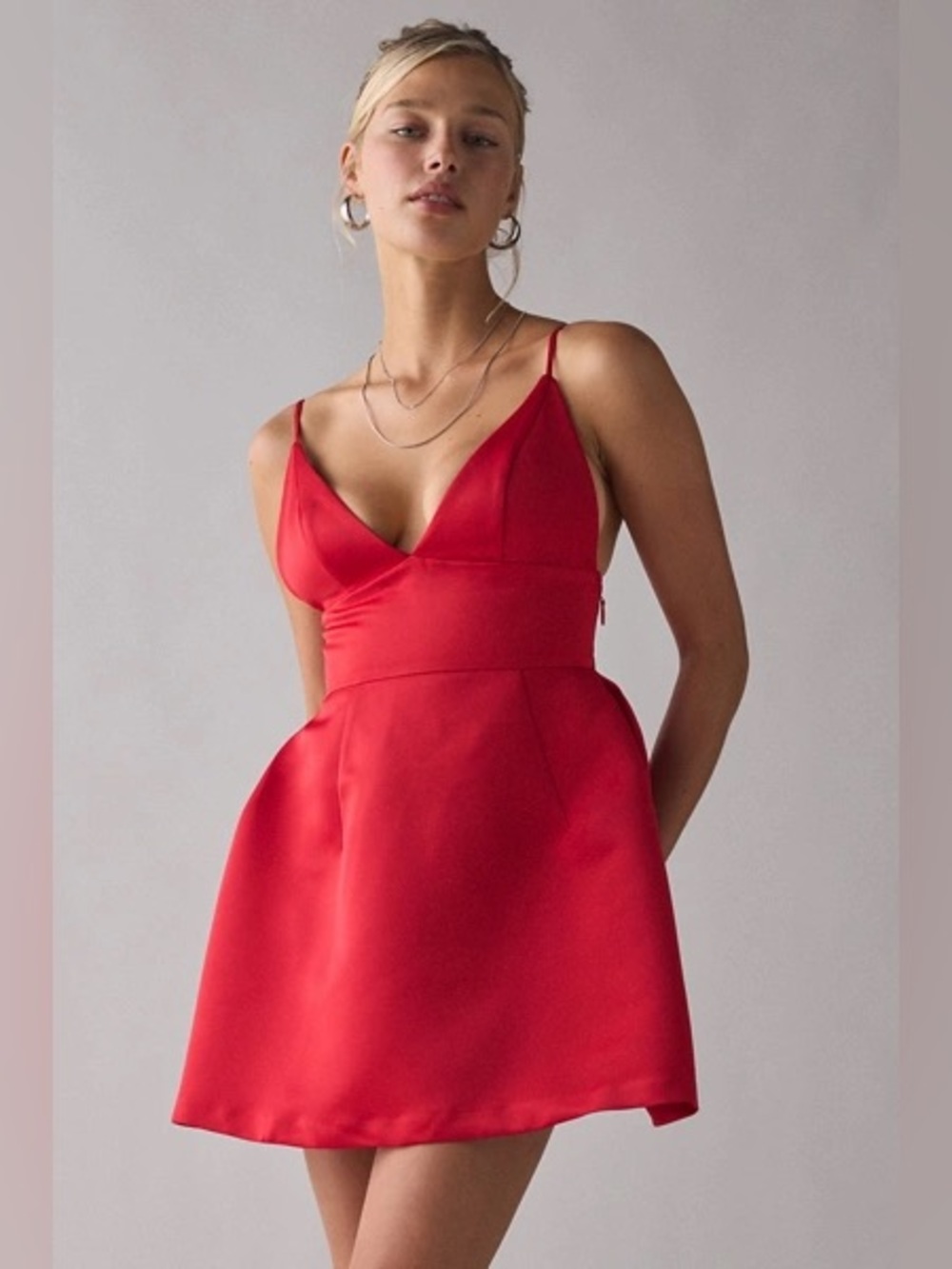 UO Kimchi Blue Petit Fours Fit-And-Flare Satin Mini Dress